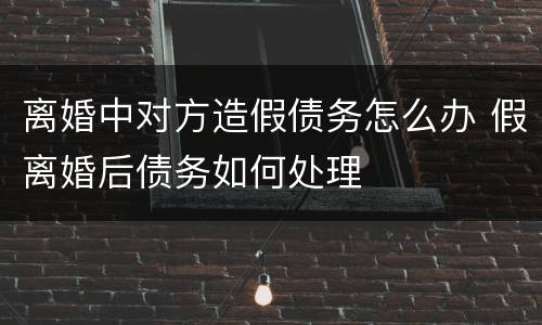 离婚中对方造假债务怎么办 假离婚后债务如何处理