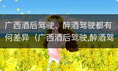 广西酒后驾驶、醉酒驾驶都有何差异（广西酒后驾驶,醉酒驾驶都有何差异处罚）
