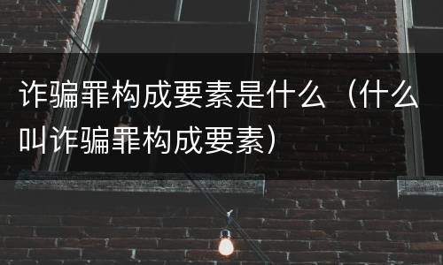 诈骗罪构成要素是什么（什么叫诈骗罪构成要素）