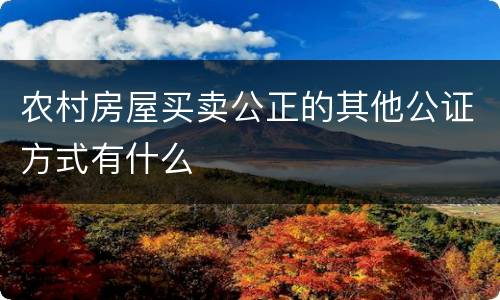 农村房屋买卖公正的其他公证方式有什么