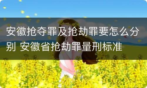 安徽抢夺罪及抢劫罪要怎么分别 安徽省抢劫罪量刑标准