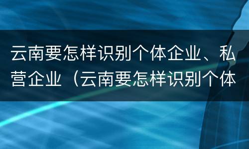 云南要怎样识别个体企业、私营企业（云南要怎样识别个体企业,私营企业呢）
