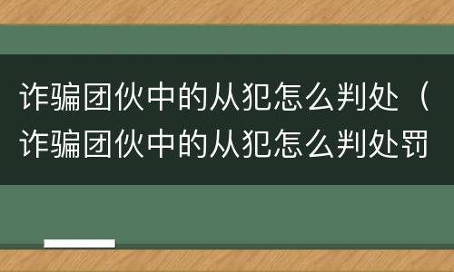 诈骗团伙中的从犯怎么判处（诈骗团伙中的从犯怎么判处罚）