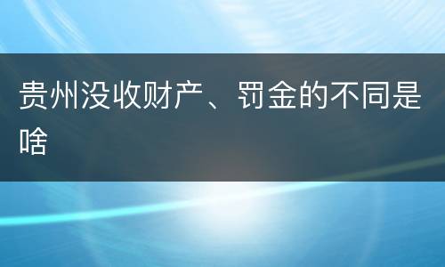贵州没收财产、罚金的不同是啥