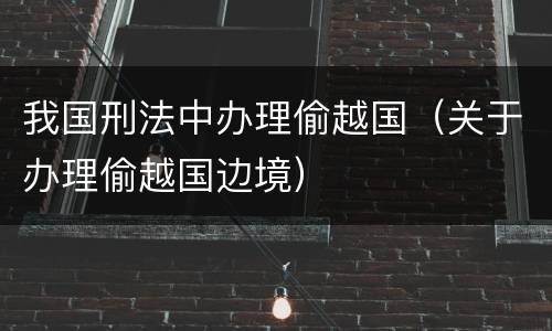 我国刑法中办理偷越国（关于办理偷越国边境）