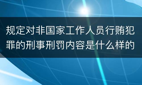 规定对非国家工作人员行贿犯罪的刑事刑罚内容是什么样的