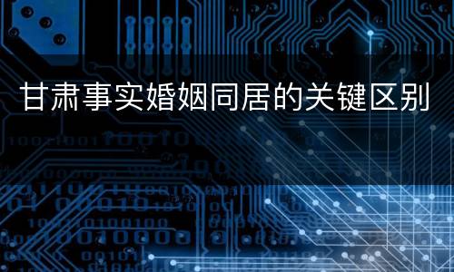 甘肃事实婚姻同居的关键区别