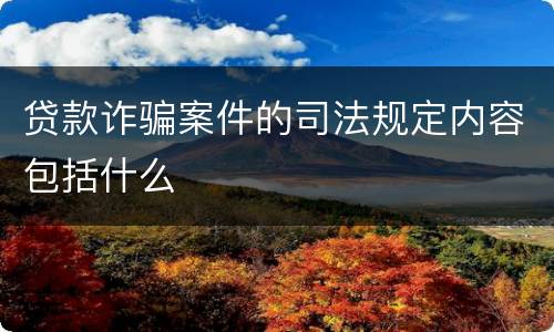 贷款诈骗案件的司法规定内容包括什么