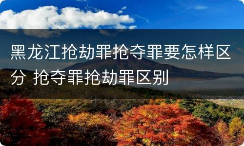 黑龙江抢劫罪抢夺罪要怎样区分 抢夺罪抢劫罪区别