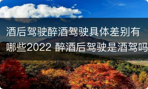 酒后驾驶醉酒驾驶具体差别有哪些2022 醉酒后驾驶是酒驾吗