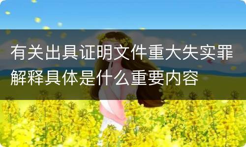 有关出具证明文件重大失实罪解释具体是什么重要内容