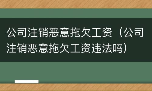 公司注销恶意拖欠工资（公司注销恶意拖欠工资违法吗）