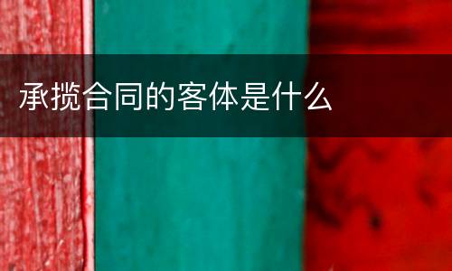 承揽合同的客体是什么