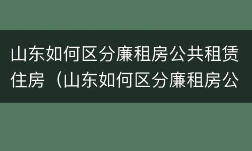 山东如何区分廉租房公共租赁住房（山东如何区分廉租房公共租赁住房和商品房）