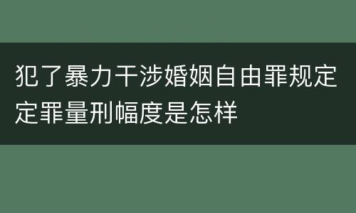犯了暴力干涉婚姻自由罪规定定罪量刑幅度是怎样