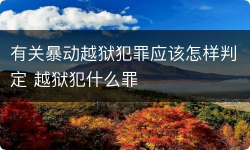 有关暴动越狱犯罪应该怎样判定 越狱犯什么罪