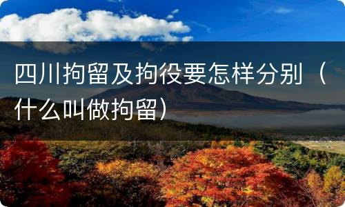 四川拘留及拘役要怎样分别（什么叫做拘留）