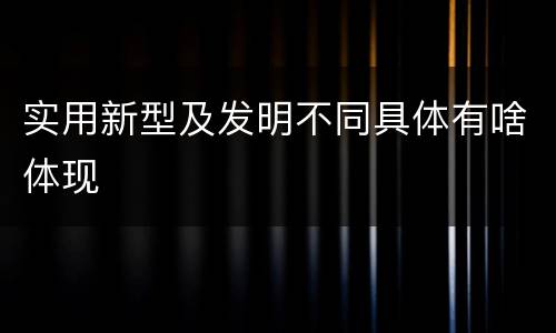 实用新型及发明不同具体有啥体现