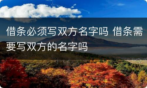 借条必须写双方名字吗 借条需要写双方的名字吗