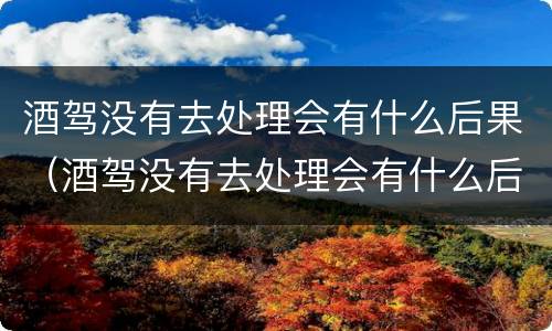 酒驾没有去处理会有什么后果（酒驾没有去处理会有什么后果吗）