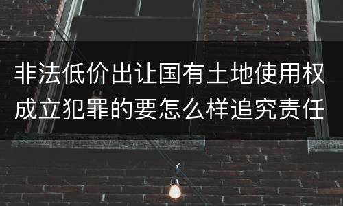 非法低价出让国有土地使用权成立犯罪的要怎么样追究责任