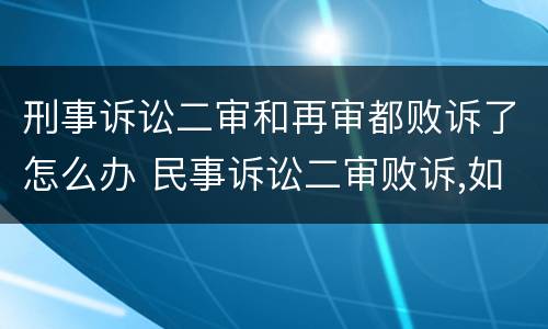 刑事诉讼二审和再审都败诉了怎么办 民事诉讼二审败诉,如何审请再审