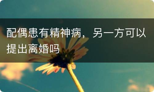 配偶患有精神病，另一方可以提出离婚吗