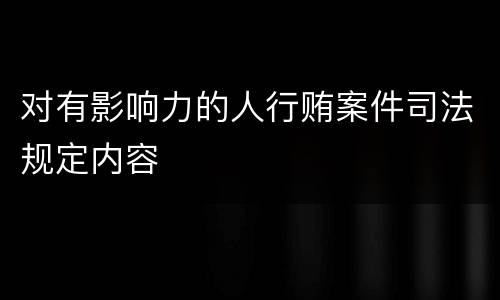 对有影响力的人行贿案件司法规定内容