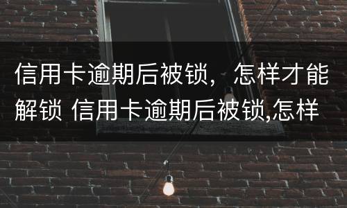 信用卡逾期后被锁，怎样才能解锁 信用卡逾期后被锁,怎样才能解锁银行卡