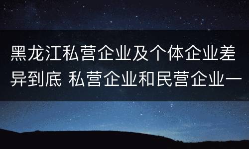 黑龙江私营企业及个体企业差异到底 私营企业和民营企业一样吗