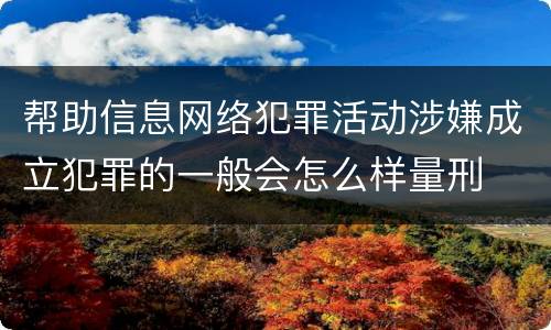 帮助信息网络犯罪活动涉嫌成立犯罪的一般会怎么样量刑