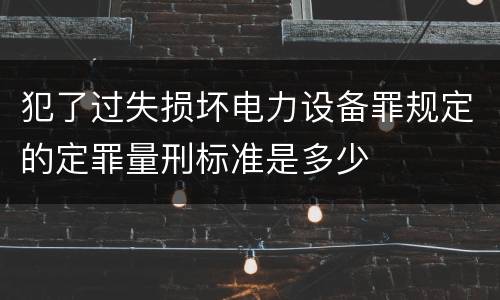 犯了过失损坏电力设备罪规定的定罪量刑标准是多少