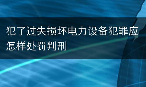 犯了过失损坏电力设备犯罪应怎样处罚判刑