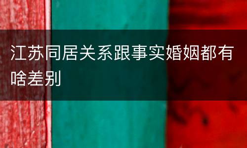 江苏同居关系跟事实婚姻都有啥差别