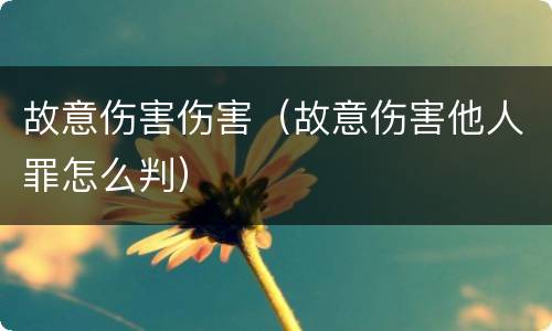 故意伤害伤害（故意伤害他人罪怎么判）