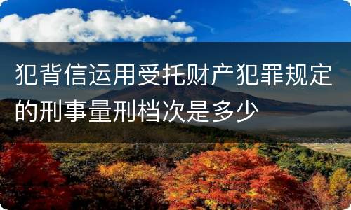 犯背信运用受托财产犯罪规定的刑事量刑档次是多少