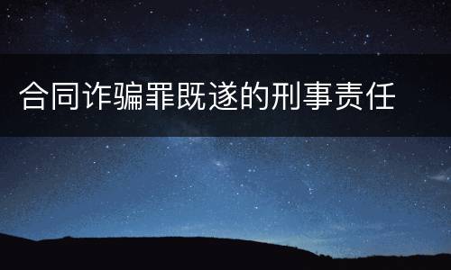 合同诈骗罪既遂的刑事责任