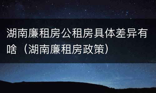 湖南廉租房公租房具体差异有啥（湖南廉租房政策）