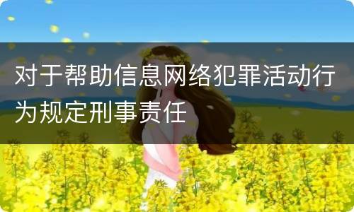 对于帮助信息网络犯罪活动行为规定刑事责任