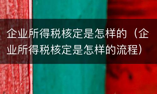 企业所得税核定是怎样的（企业所得税核定是怎样的流程）