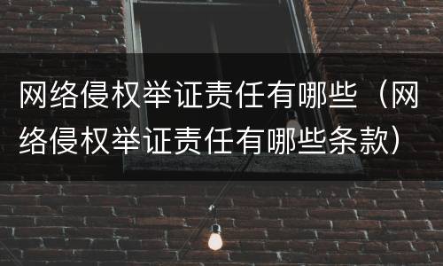 网络侵权举证责任有哪些（网络侵权举证责任有哪些条款）