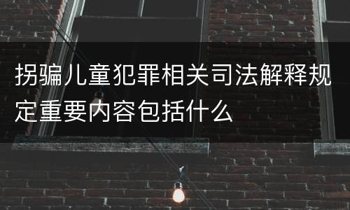 拐骗儿童犯罪相关司法解释规定重要内容包括什么