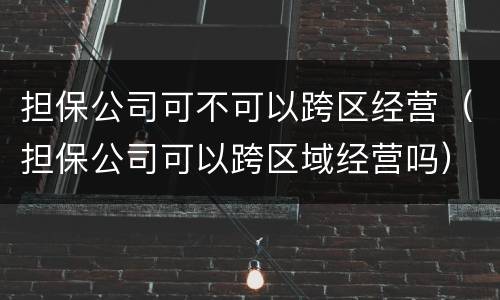 担保公司可不可以跨区经营（担保公司可以跨区域经营吗）