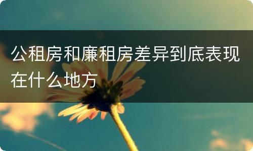 公租房和廉租房差异到底表现在什么地方