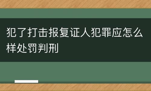 犯了打击报复证人犯罪应怎么样处罚判刑