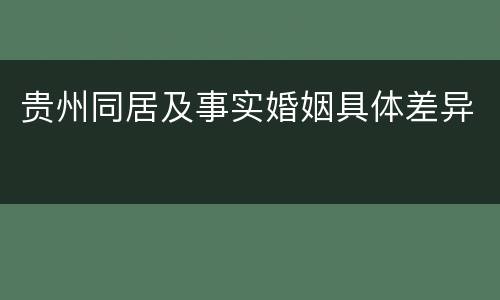 贵州同居及事实婚姻具体差异