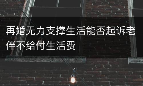 再婚无力支撑生活能否起诉老伴不给付生活费