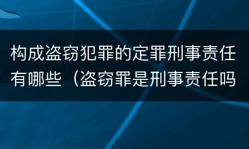 构成盗窃犯罪的定罪刑事责任有哪些（盗窃罪是刑事责任吗）
