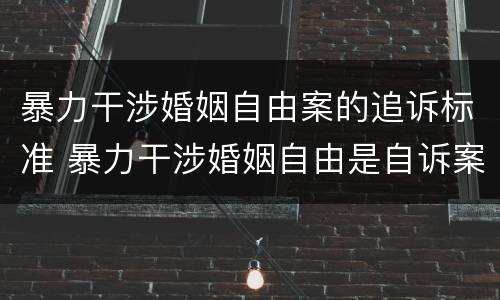 暴力干涉婚姻自由案的追诉标准 暴力干涉婚姻自由是自诉案件