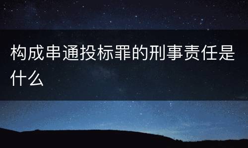构成串通投标罪的刑事责任是什么
